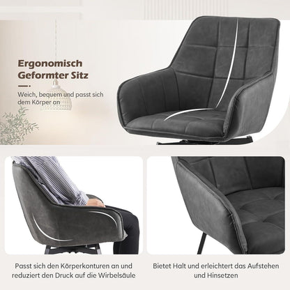 Drehbare Esszimmerstühle 2er Set Grau – & Komfort in Lederoptik