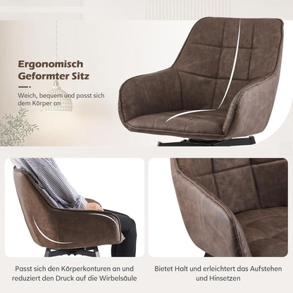 Drehbare Esszimmerstühle 2er Set Braun in Lederoptik