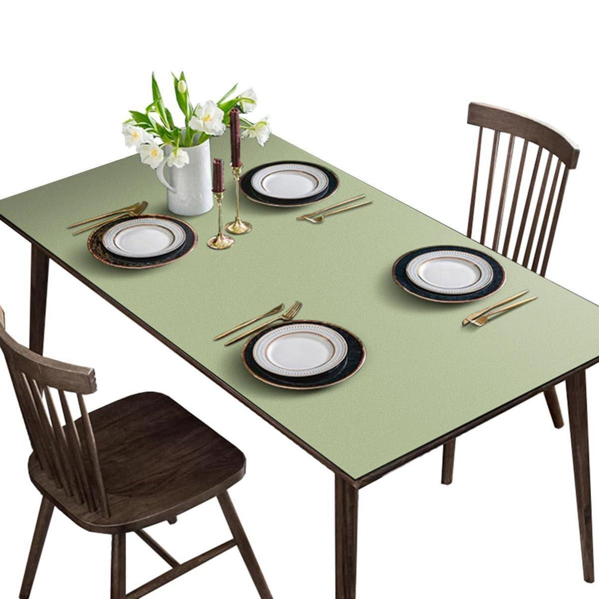 Tischdecke Matcha Grün | Wasserdicht & Rutschfest | 80x200 cm in Lederoptik
