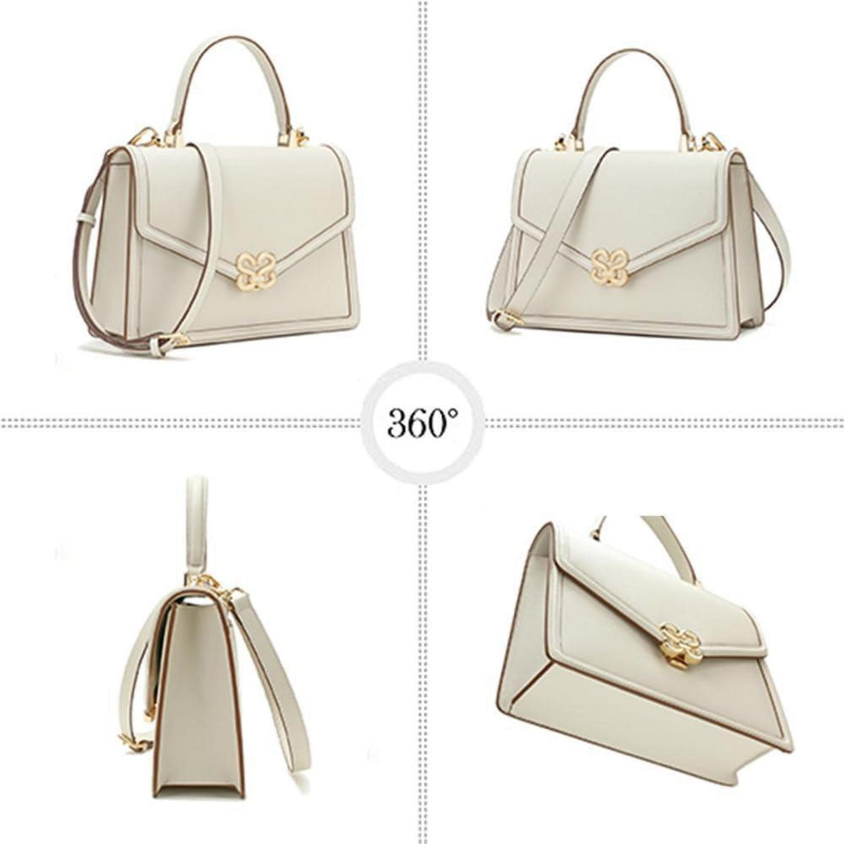 Umhängetasche Damen Leder Beige mit abnehmbarem Gurt