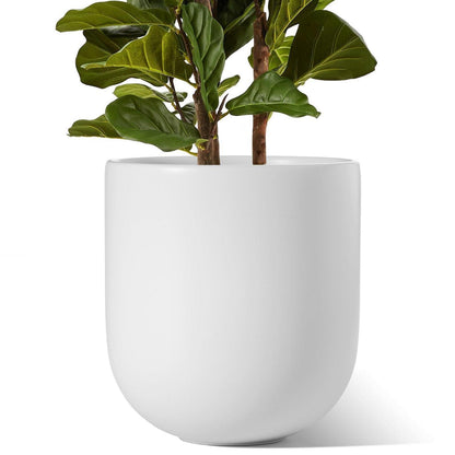 Keramiktopf groß 30cm mit Abflussloch – Weiß