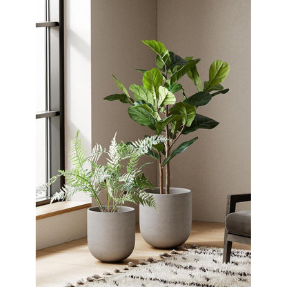 Keramiktopf Grau 25 cm mit Abflussloch