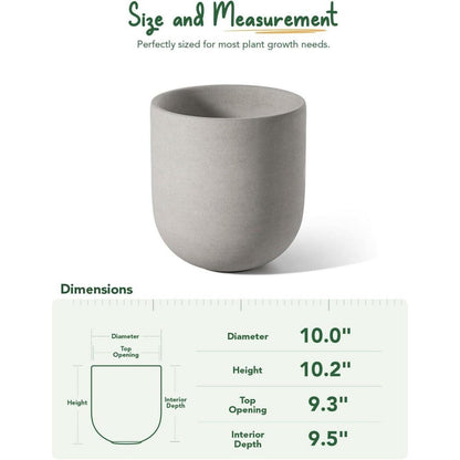 Keramiktopf Grau 25 cm mit Abflussloch
