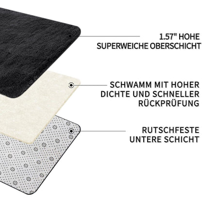 Grauer Hochflor Teppich 200x300 – Waschbar & Rutschfest für Wohnzimmer