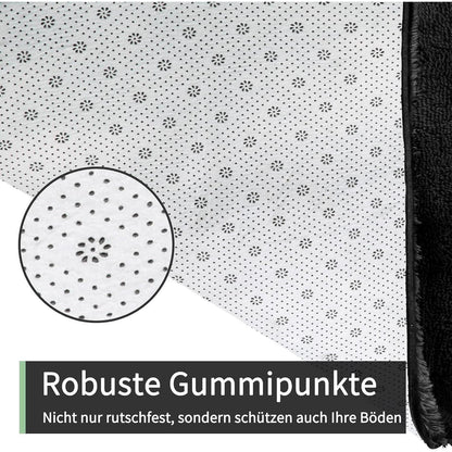 Grauer Hochflor Teppich 200x300 – Waschbar & Rutschfest für Wohnzimmer