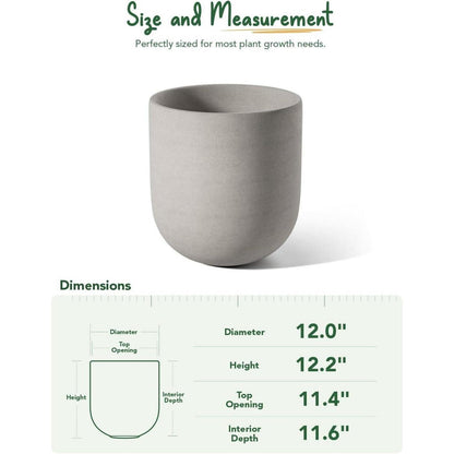 Keramiktopf Grau 30 cm mit Abflussloch
