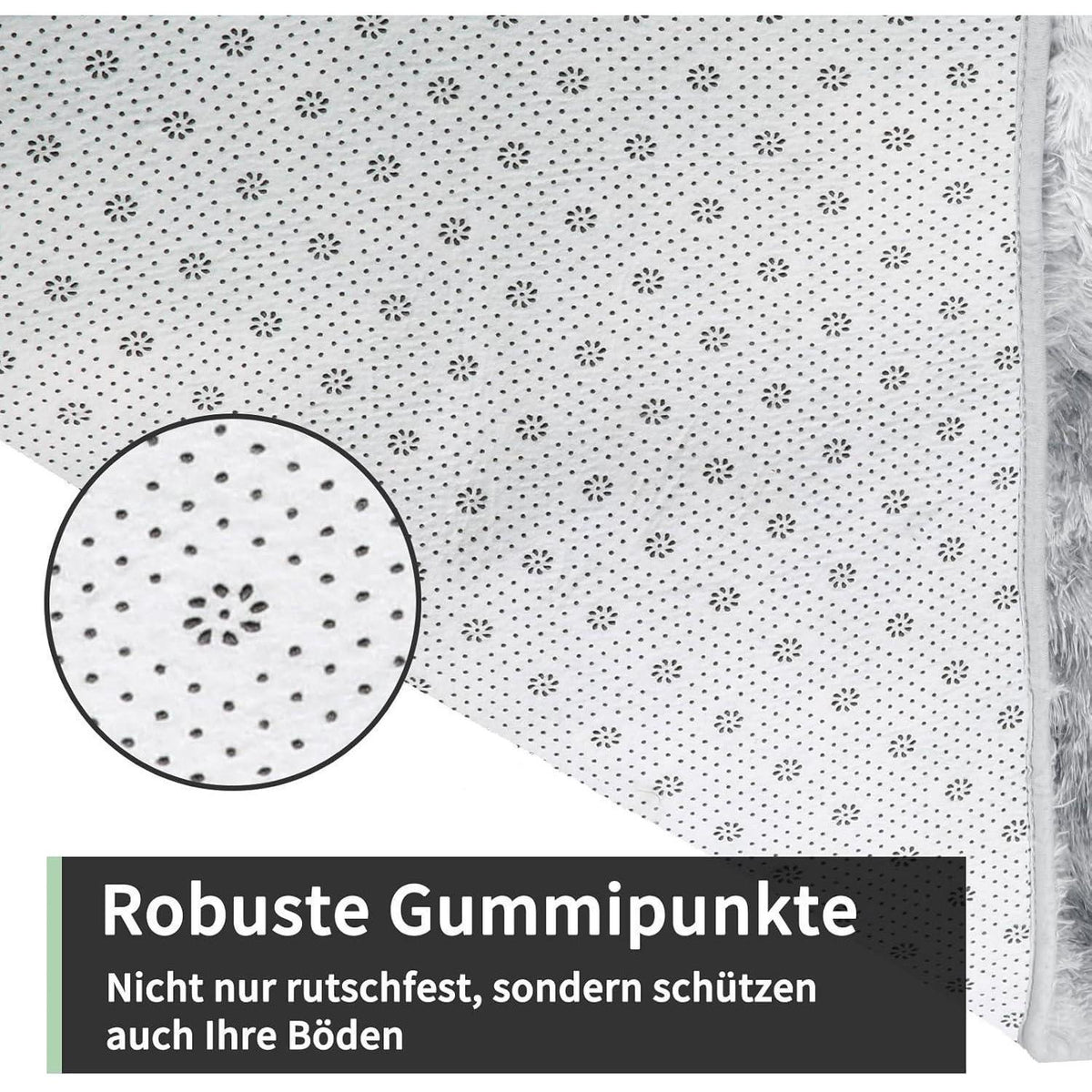 Grauer Hochflor Teppich 240x340 – Flauschiger Wohnzimmerteppich Waschbar