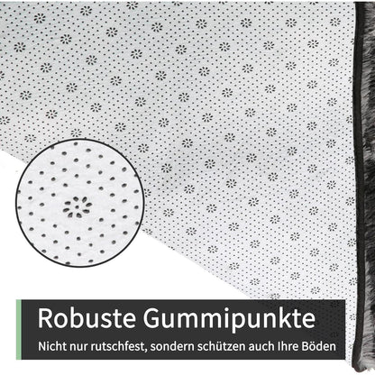 Grauer Hochflor Teppich 240x340 – Flauschiger Wohnzimmerteppich Waschbar
