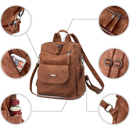 Damen Rucksack Caramel | Wasserdicht, Anti-Diebstahl, Convertible