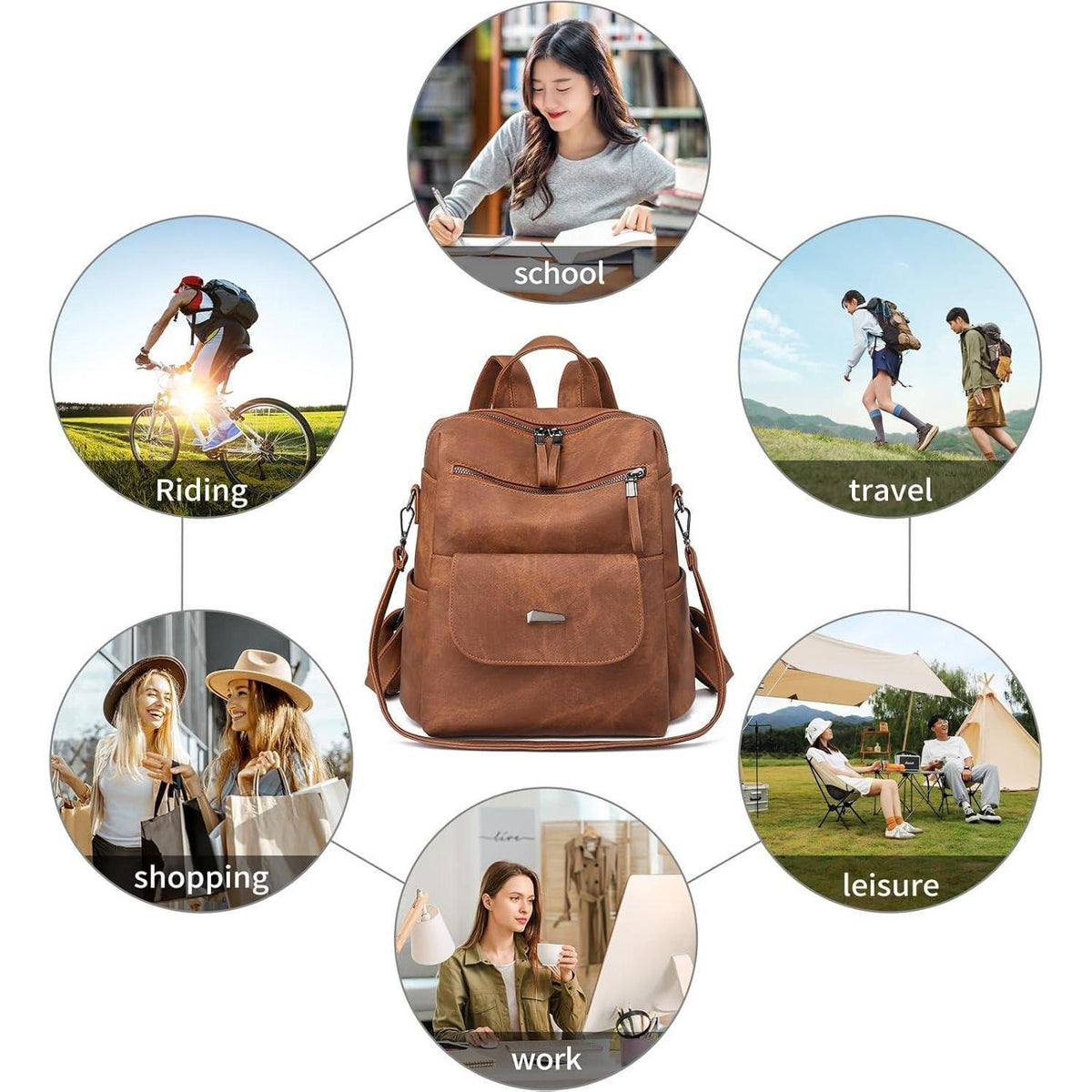 Damen Rucksack Caramel | Wasserdicht, Anti-Diebstahl, Convertible