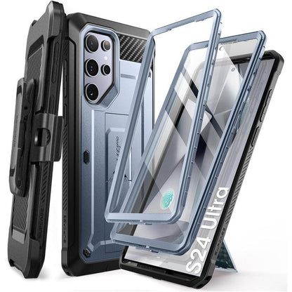 Samsung Galaxy S24 Ultra Hülle mit Gürtelclip und Ständer, Blau