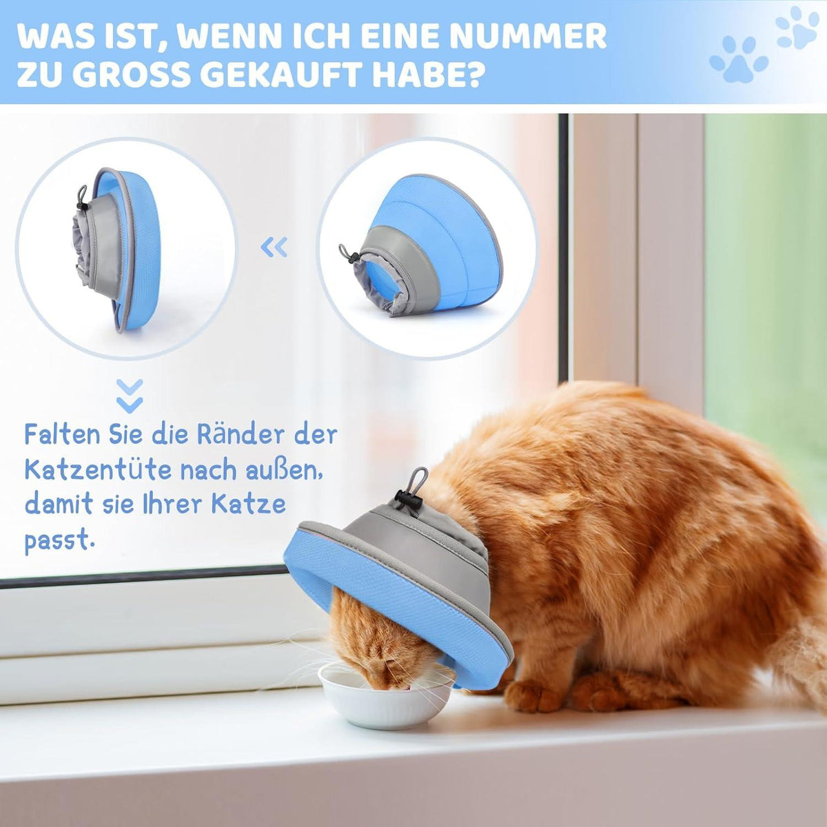 Verstellbarer Katzenkegel Halsband nach Operation blau