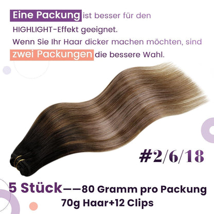 Echthaar Clip-in Extensions Balayage Ombre Aschblond
