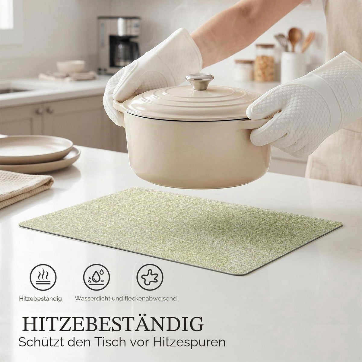 Romanstyle Vinyl Tischsets 6er Set Grau-Grasgrün 30,5 x 43,2 cm