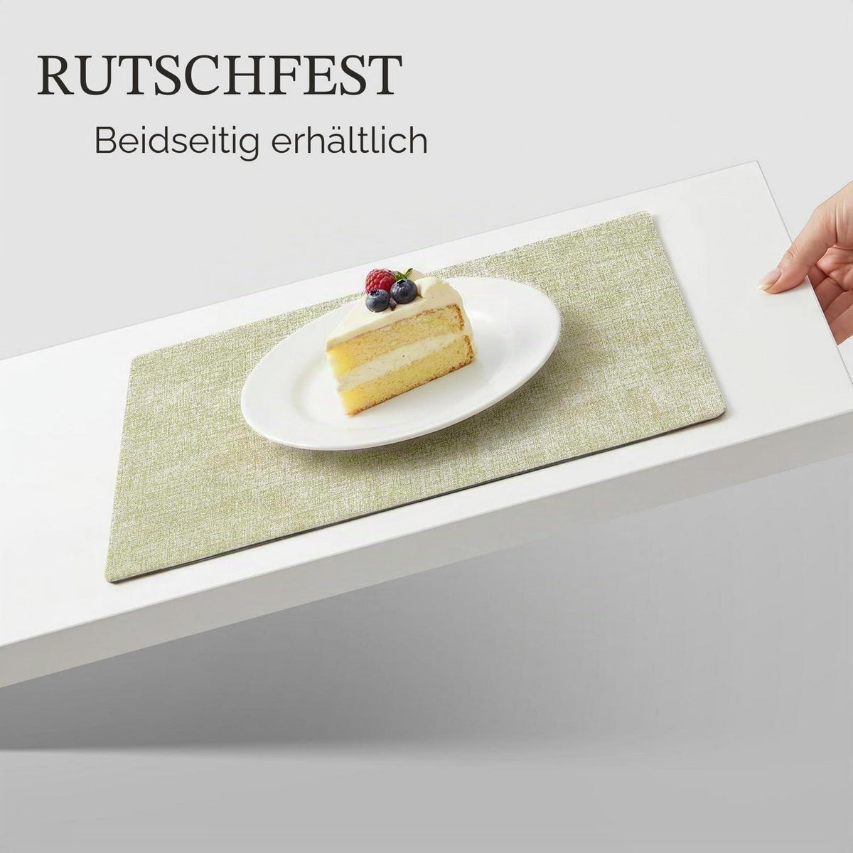 Romanstyle Vinyl Tischsets 6er Set Grau-Grasgrün 30,5 x 43,2 cm