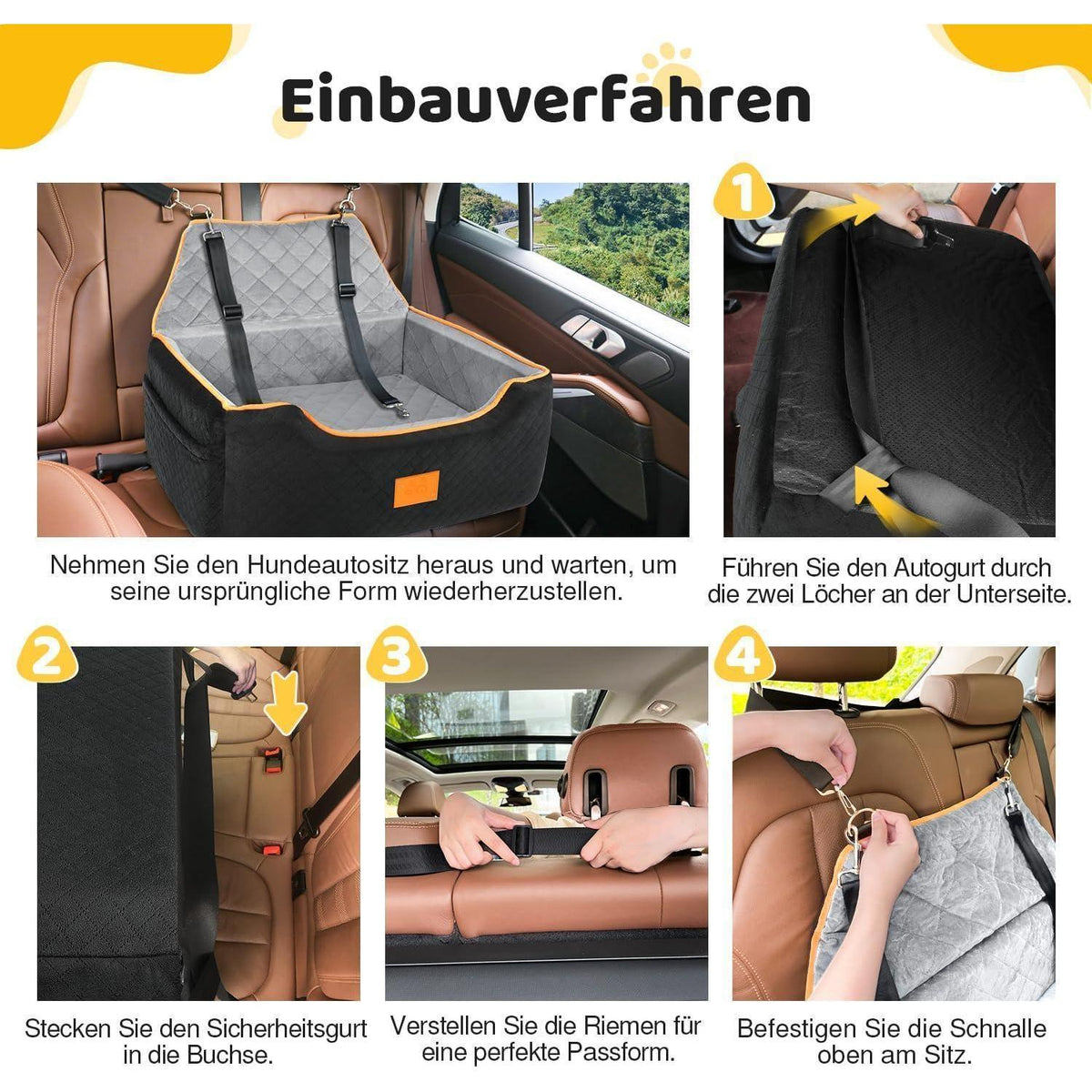 Hunde Autositz Erhöhung für mittelgroße Hunde & Welpen