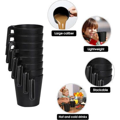 8er Set wiederverwendbare Kaffeetassen 500ml - Schwarz