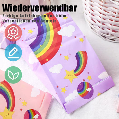 Regenbogen Geschenktüten Aufkleber Partytüten Kraftpapier Candy Tüten