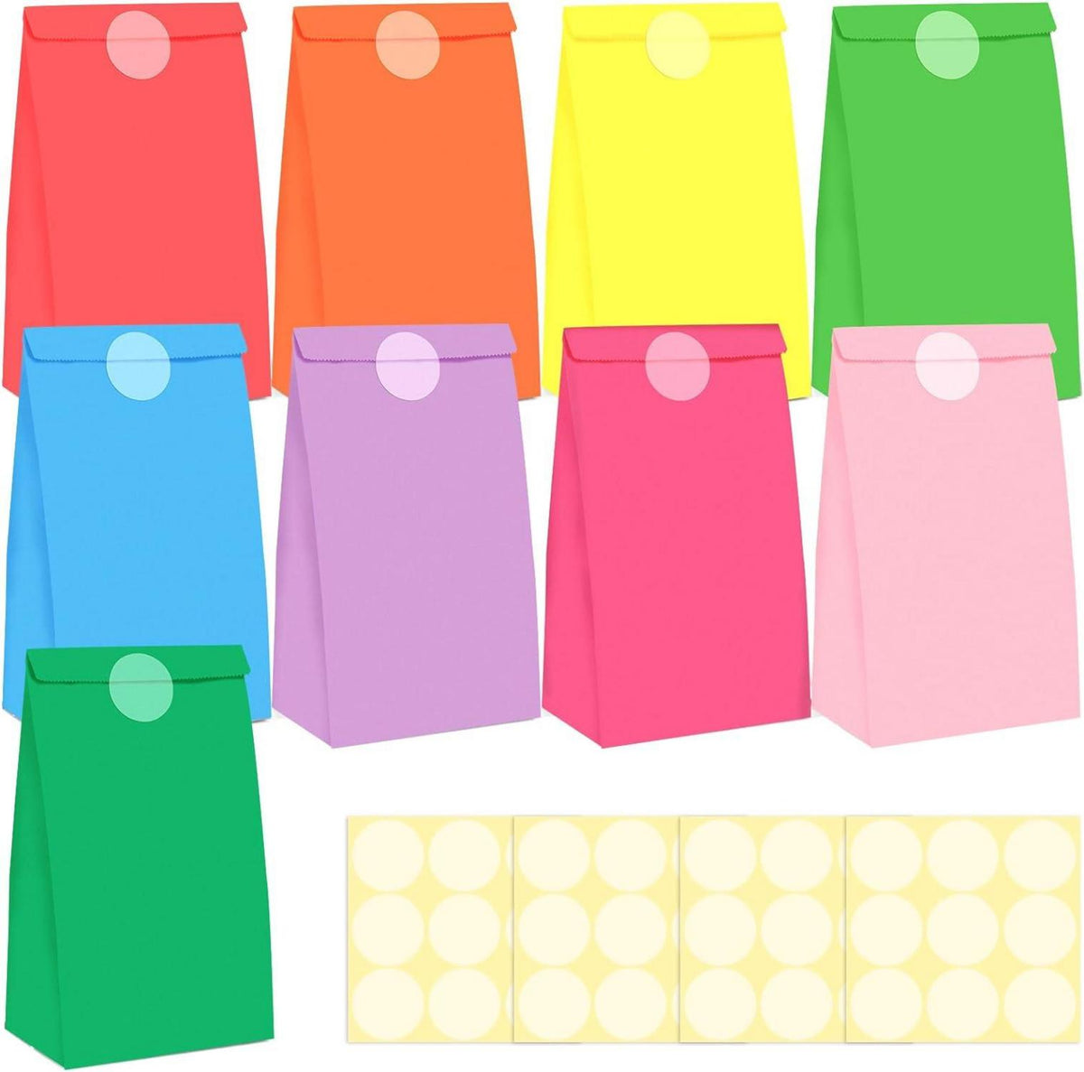 36 Bunte Papiertüten Candy Geschenktüten Aufkleber Kindergeburtstag