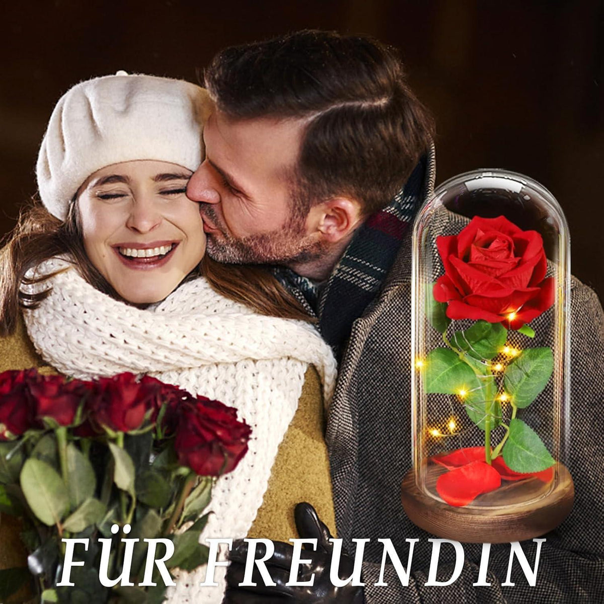 Ewige Rose im Glas, Die Schöne und das Biest, Romantische Rote Rose