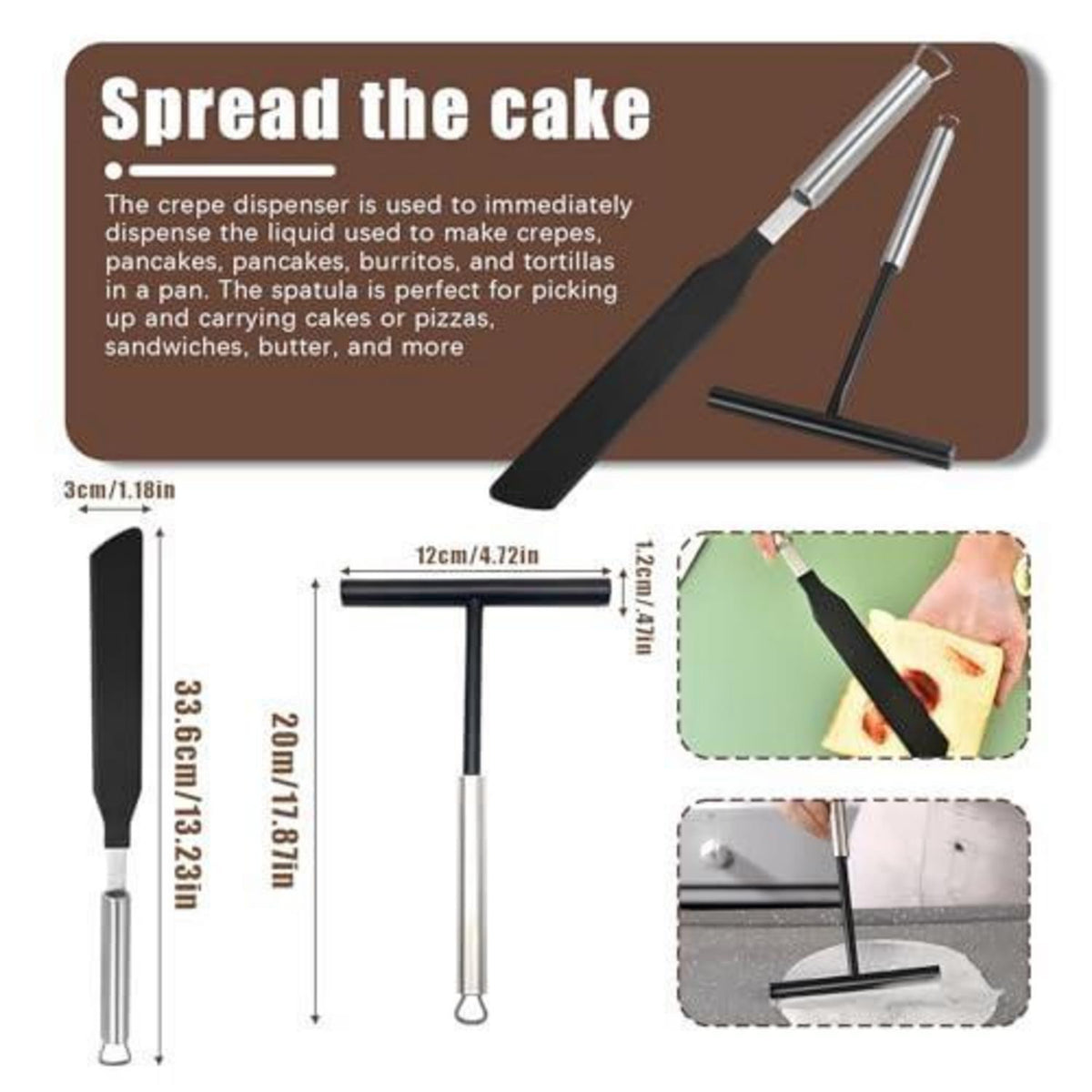 Crepes Verteiler & Spatel Set – Edelstahl & Silikon