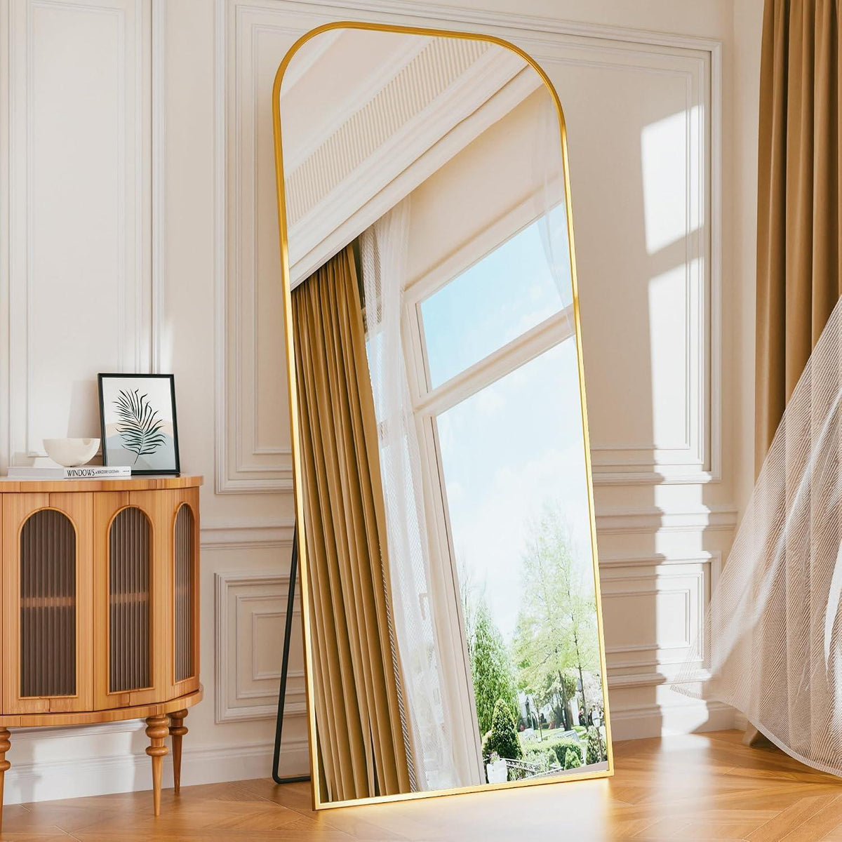 Gewölbter Ganzkörperspiegel 180cm – Freistehend & Wandmontage