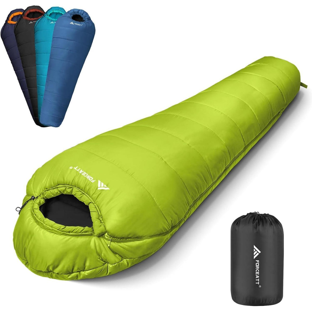 Mumienschlafsack 4 Jahreszeiten -10°C bis 15°C, Grün