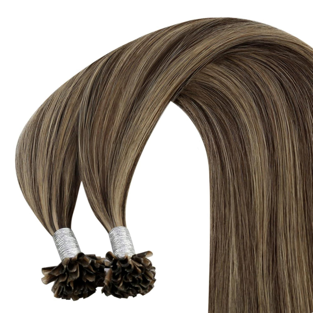 Echthaar Bondings Braun Blond 50cm – Haarverlängerung U-Tip