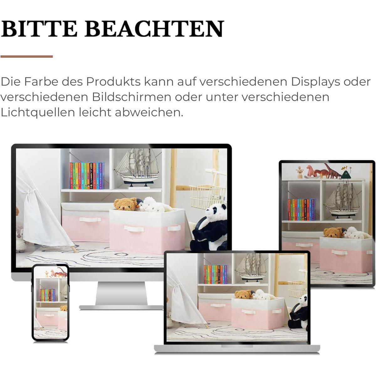 Aufbewahrungsboxen Stoff mit Deckel, 2er Set, faltbar, weiß-rosa