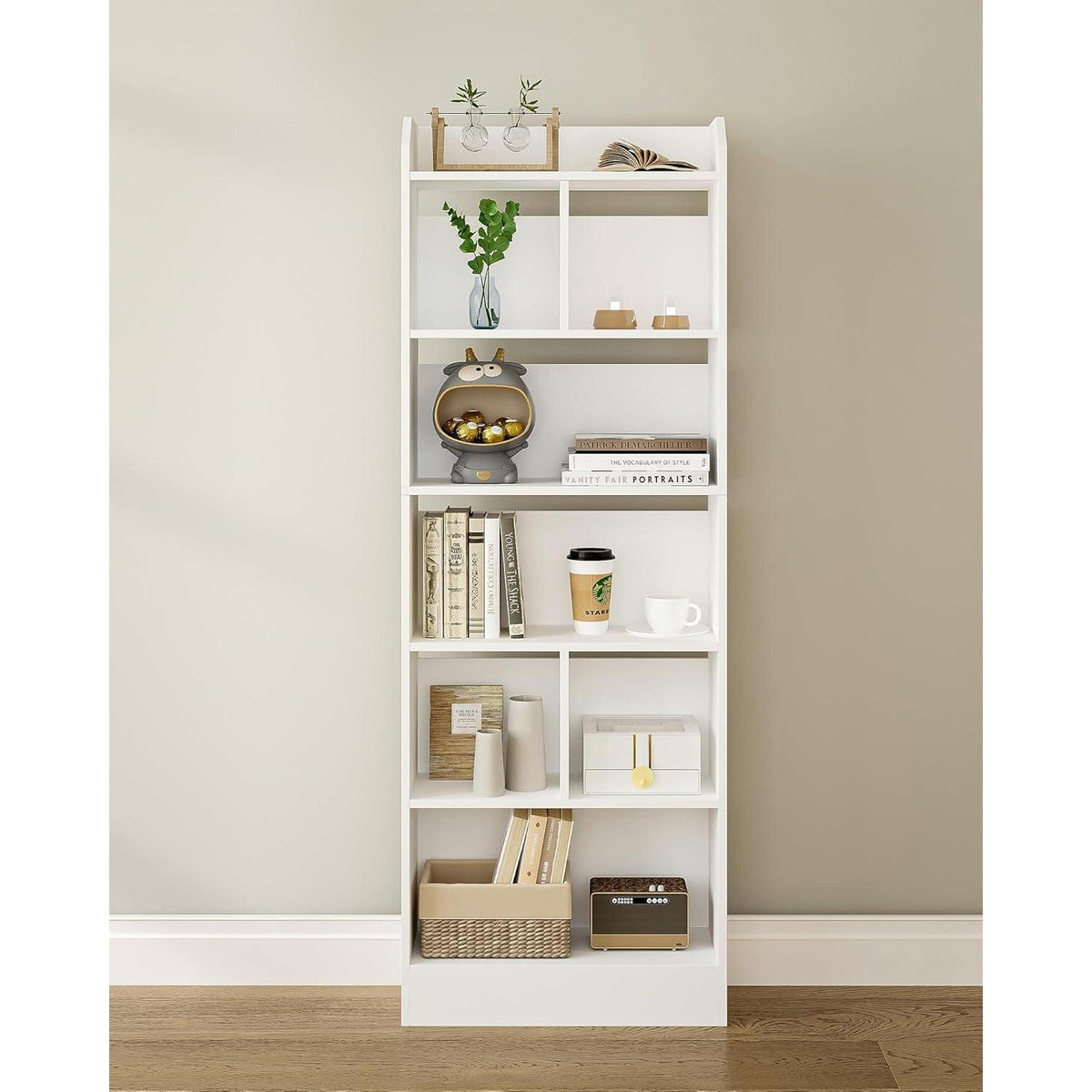 Weißes Bücherregal 6 Fächer – 170cm hoch, Standregal