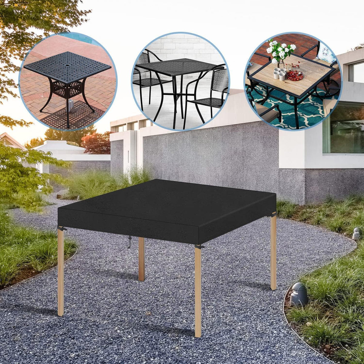 Quadratische Tisch Abdeckhaube 80x80cm Wasserdicht & UV-Beständig