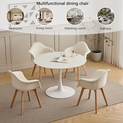 4er-Set Esszimmerstühle Beige, Vintage-Stil mit Armlehnen
