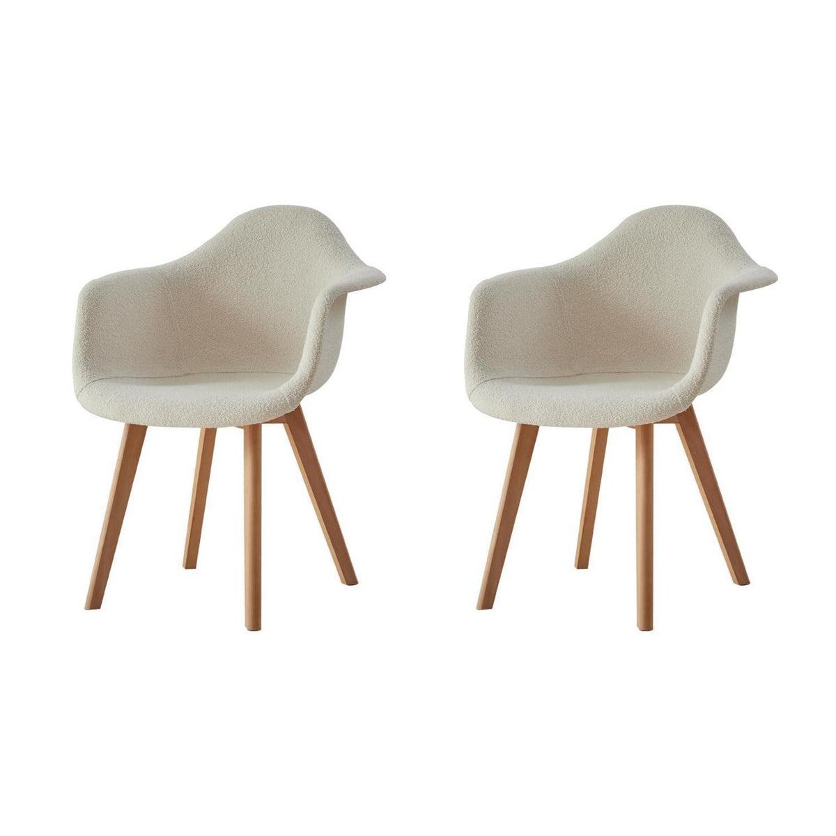 2 Esszimmerstühle im Vintage-Stil, Beige, Teddy-Samt