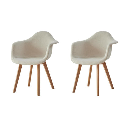 2 Esszimmerstühle im Vintage-Stil, Beige, Teddy-Samt