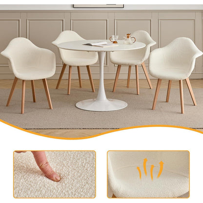 2 Esszimmerstühle im Vintage-Stil, Beige, Teddy-Samt
