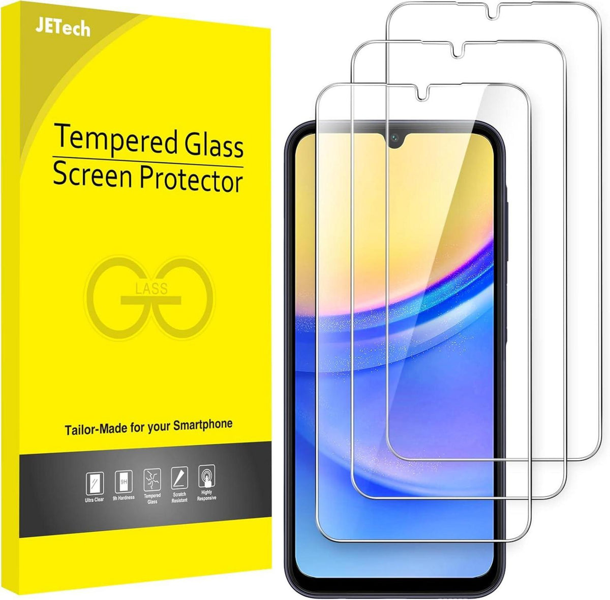 Schutzfolie Samsung Galaxy A15 9H Glas Displayschutz 3 Stück