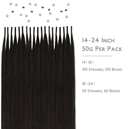 Echthaar Haarverlängerung Dunkelbraun I Tip 50g 50cm