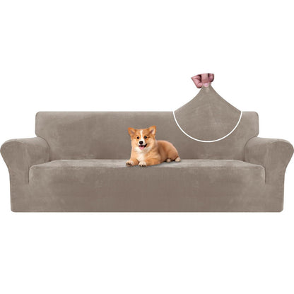 Samt Sofaüberzug 4-Sitzer – Rutschfest, Pflegleicht & Modern
