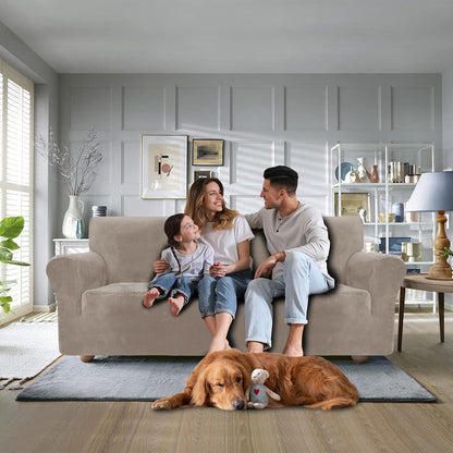 Samt Sofaüberzug 4-Sitzer – Rutschfest, Pflegleicht & Modern