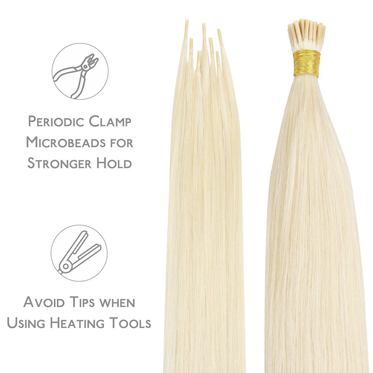 Echthaar Haarverlängerung I Tip Platinblond 50cm