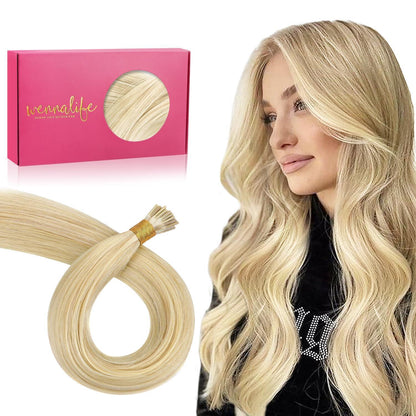 Echthaar Haarverlängerung I Tip Hellblond Highlights 45cm
