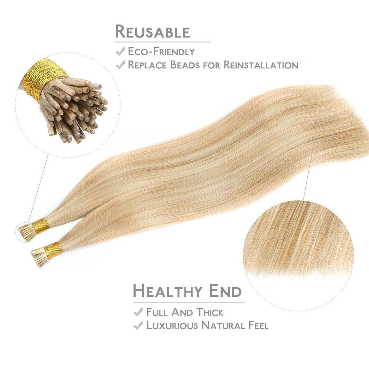 Echthaar I Tip Extensions Dreckiges Blond 50g/50cm