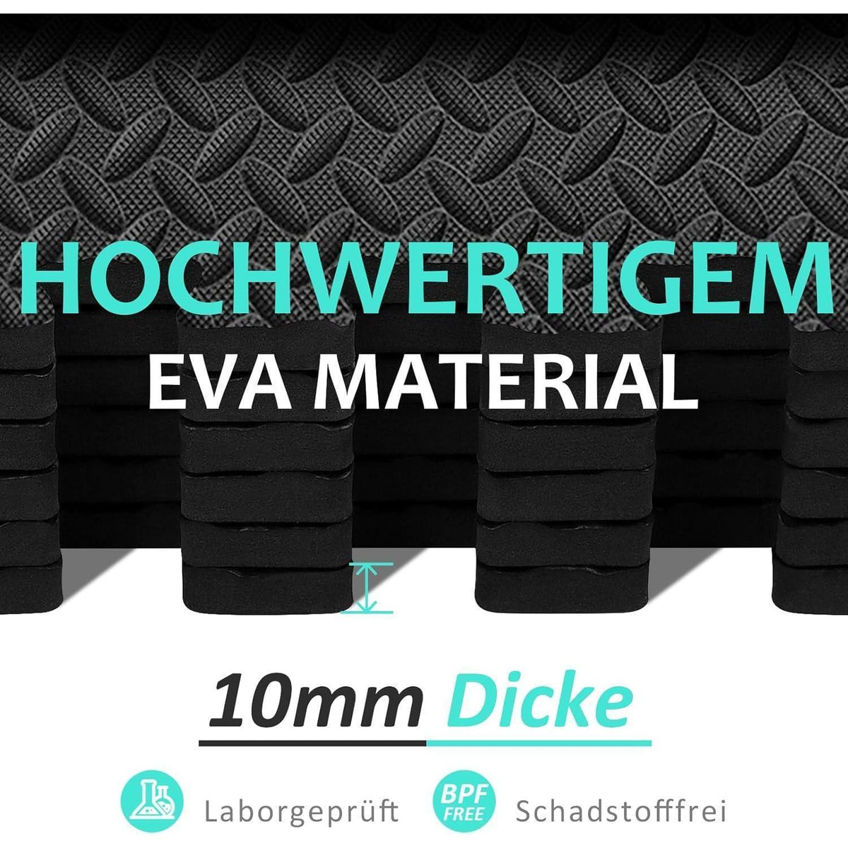 Fitness Bodenschutzmatte 61x61cm Puzzlematte 10mm Dicke