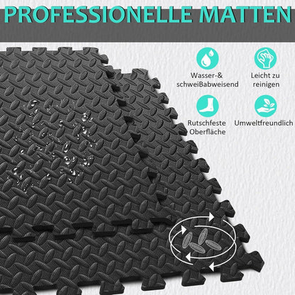 Fitness Bodenschutzmatte 61x61cm Puzzlematte 10mm Dicke