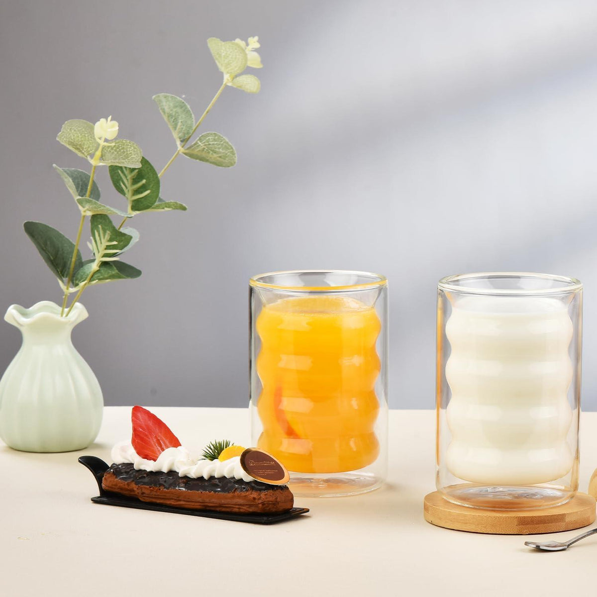 Doppelwandige Latte Macchiato Gläser Set 4er 350ml Borosilikatglas