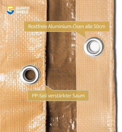 Abdeckplane 6m x 8m Beige/Khaki Wasserdicht 120g/m² UV-stabilisiert