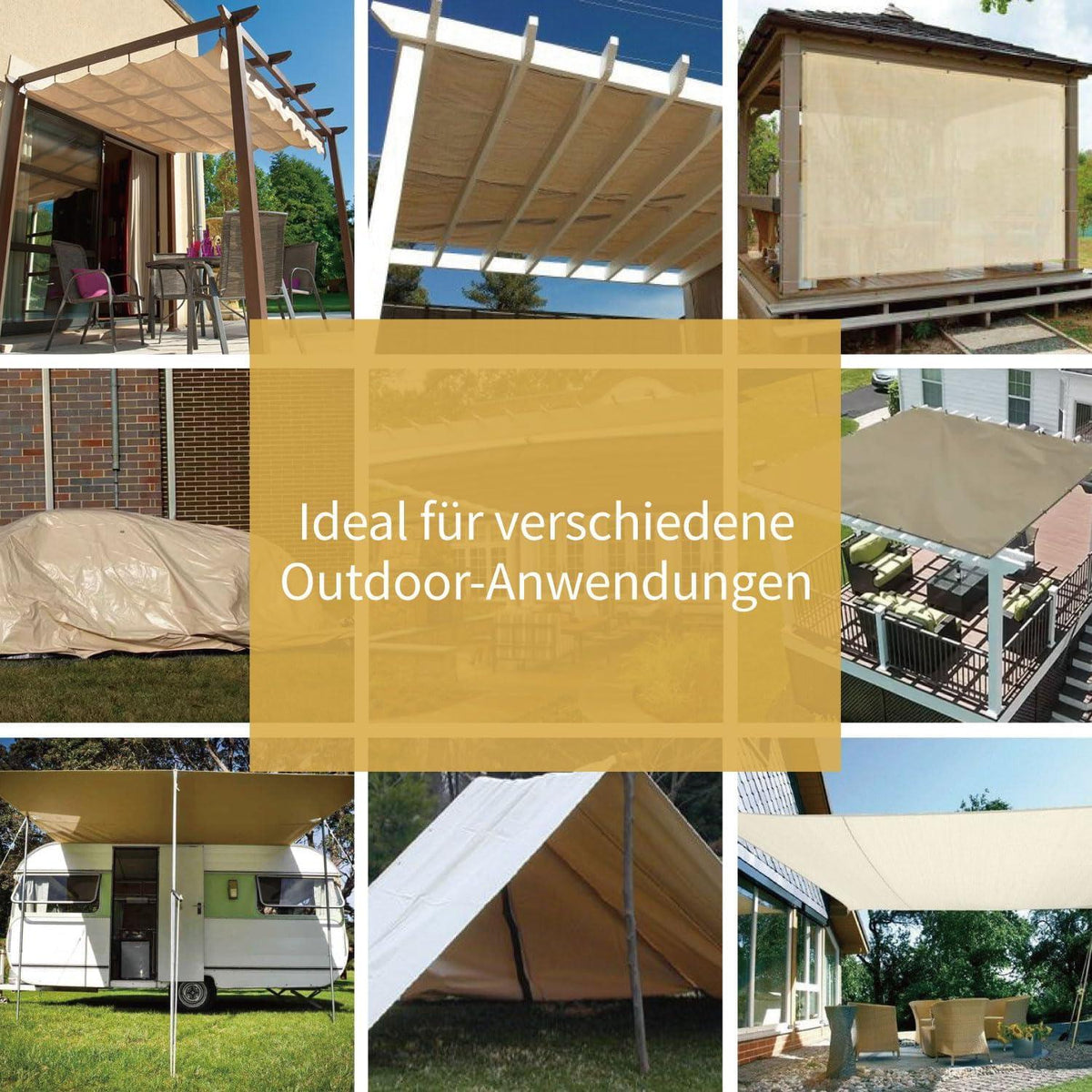 Abdeckplane 6m x 8m Wasserdicht beige/khaki 120g/m² UV-stabilisiert