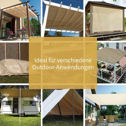 Abdeckplane 6m x 8m Wasserdicht beige/khaki 120g/m² UV-stabilisiert