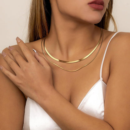 Vergoldete Schlangen Kette Damen 14K Edelstahl Doppel- oder Einzelkette