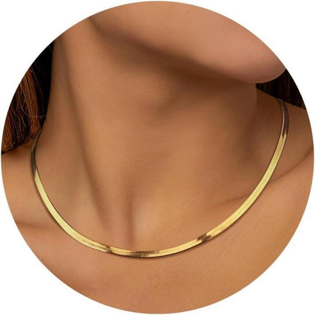 Vergoldete Schlangenkette Damen 14K Edelstahl 3mm 14 Zoll